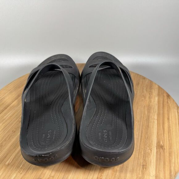 CROCS Swiftwater Black Sandals Strappy Rubber Comfort Slides Women's 7 - Picture 4 of 6